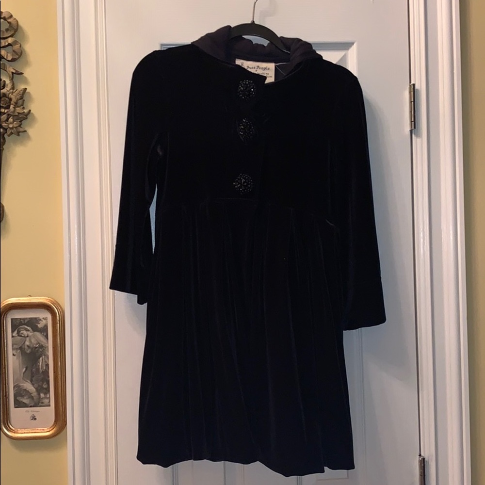 Free People Velvet Overcoat with Waffle Hood